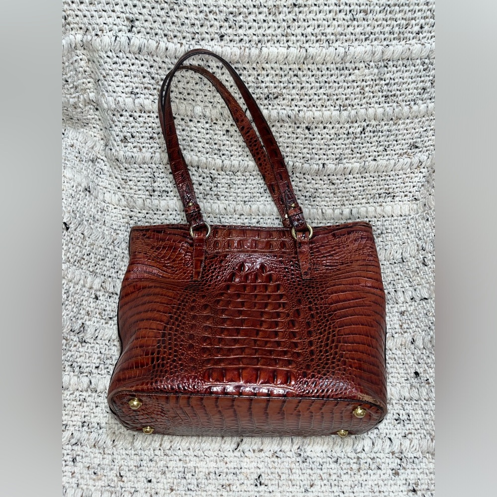 Brahmin Rich Brown Embossed Tote - Picture 2 of 3